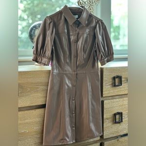 Kit + Sky Brown Pleather Dress NWT